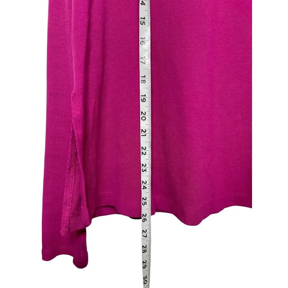 Free People Daniella Ribbed Embroidered Mesh Shoulder Long Sleeve Top in Berry S